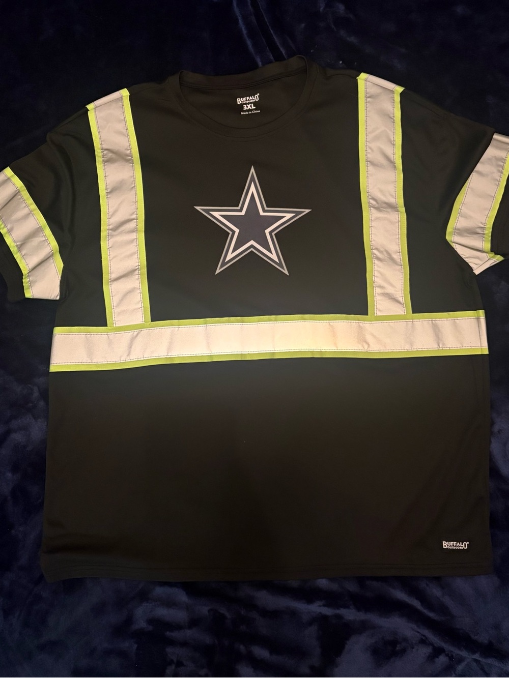 Buffalo Peak Adult' High-Visibility Black Dallas Star Tee (3XL)